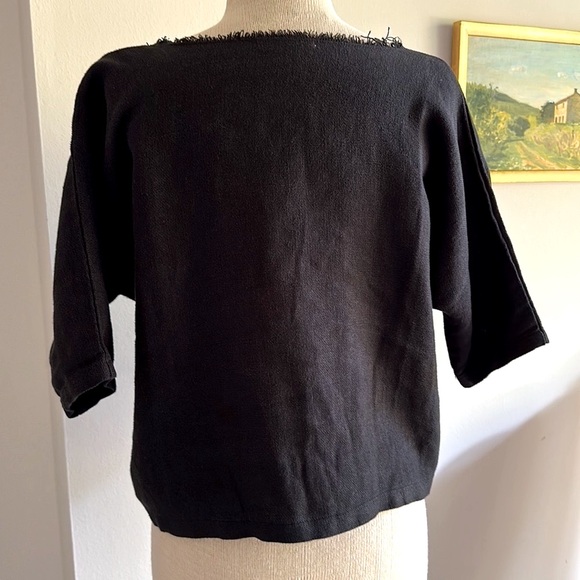 Black Crane Linen Blouse. Elegant and Understated. Size 10 or 12 - Picture 2 of 6